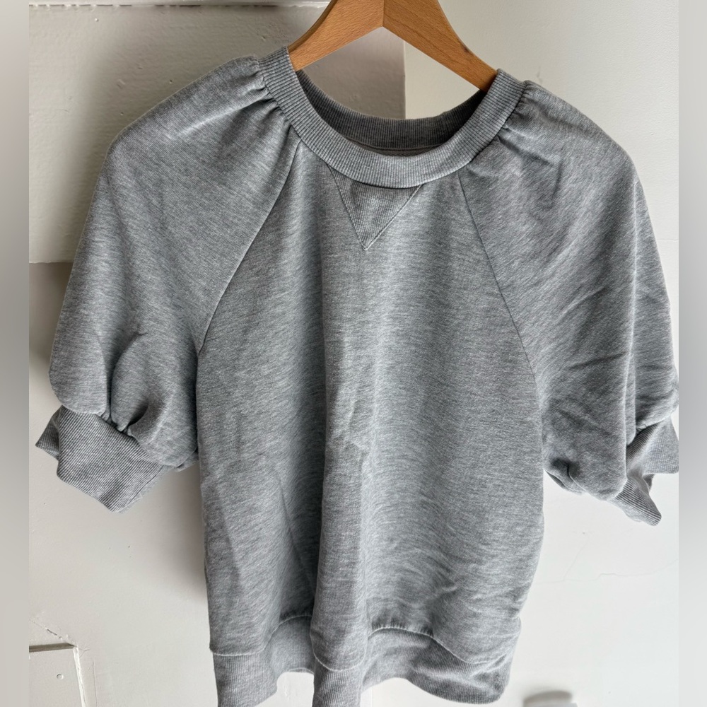 Heather Gray Puff Sleeve Sweatshirt